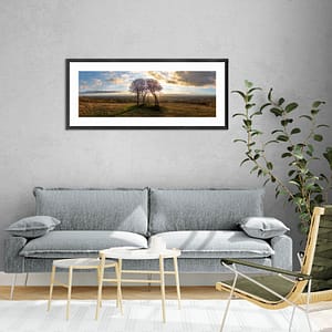 Seven Sisters at Sunset by Alchemi Art framed on wall in room