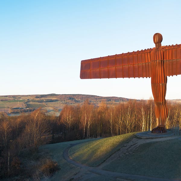 Angel of the North Panoramic Print by Alchemi Art Left side