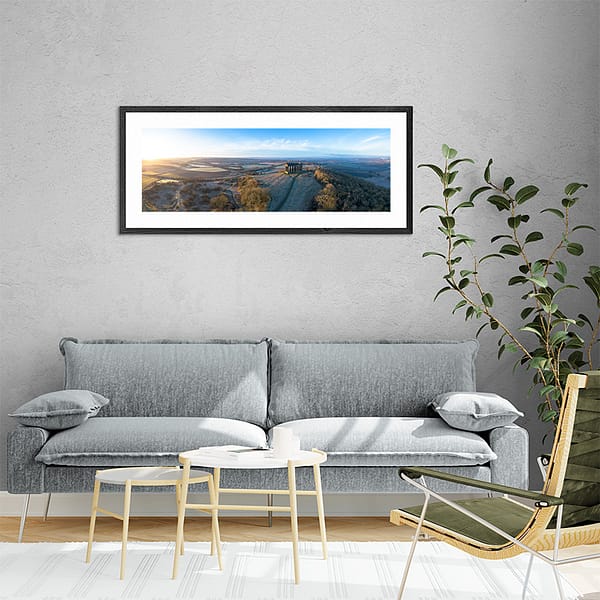 Penshaw Monument at Sunrise Aerial Panoramic Print on wall