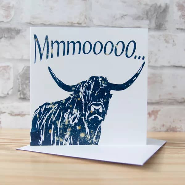 Moo Highland Cow Greeting Card by Alchemi Art