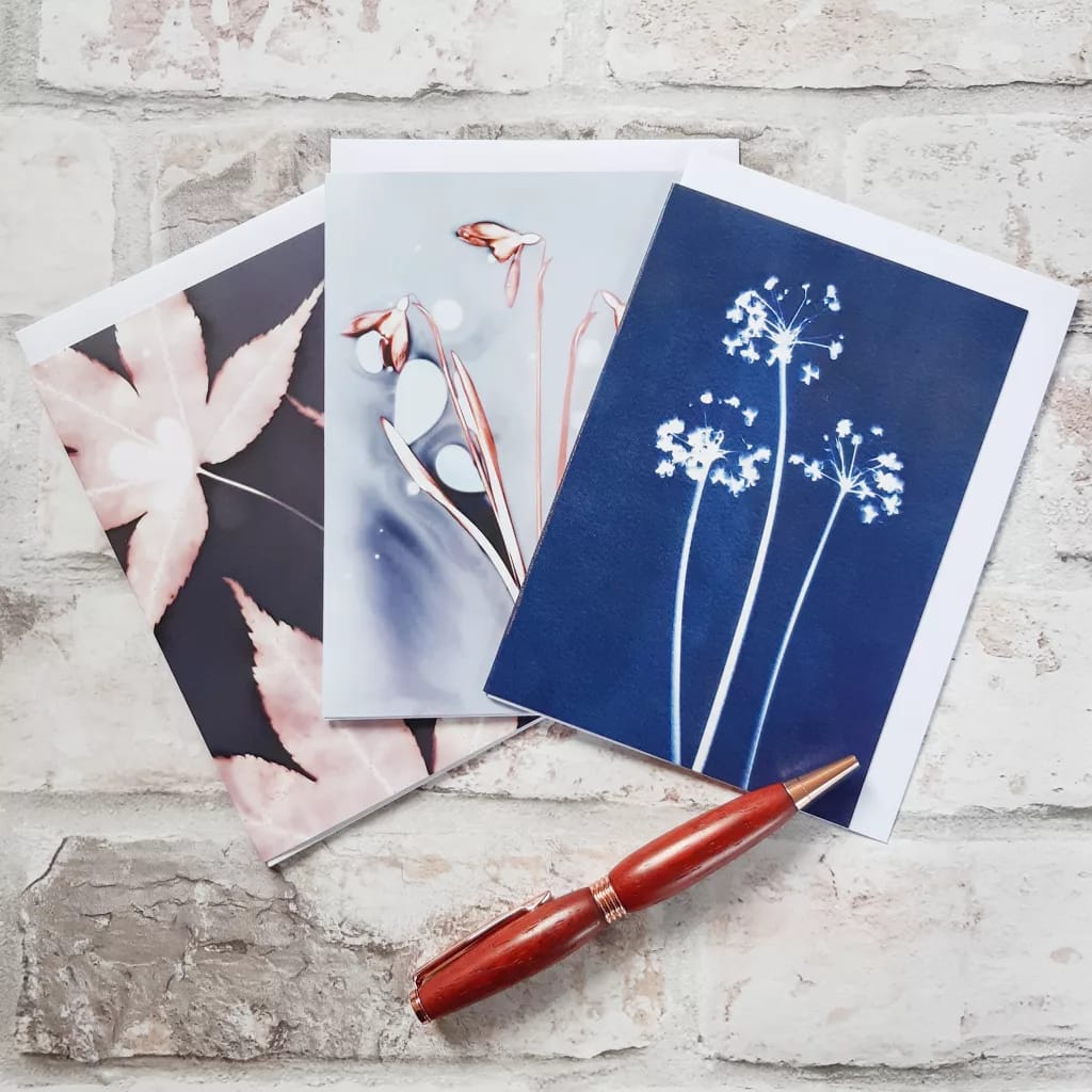 Botanical Greeting Cards by Alchemi Art using the Cyanotype and Lumen Print Processes - Wholesale Trade Application