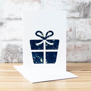 Christmas Gift Present Cyanotype Greeting Card by Alchemi Art