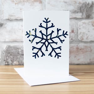 Christmas Snowflake Cyanotype Greeting Card by Alchemi Art